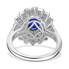 Natural Kashmir Kyanite & White Zircon Halo Ring in Rhodium Overlay Sterling Silver 2.62 Ct.