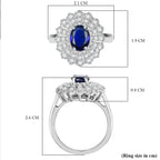 Natural Kashmir Kyanite & White Zircon Halo Ring in Rhodium Overlay Sterling Silver 2.62 Ct.