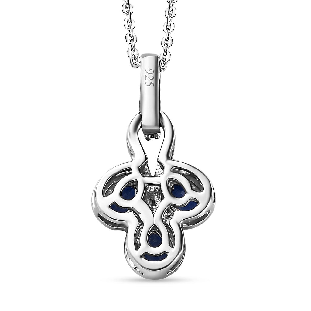 Natural Himalayan Kyanite & White Zircon Pendant with Chain (Size 20) in Platinum Overlay Sterling Silver