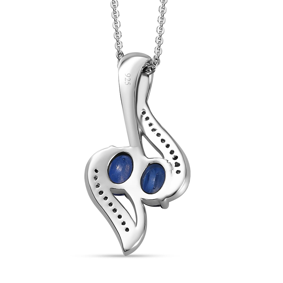 Natural Himalayan Kyanite &amp; White Zircon Pendant with Chain (Size 20) in Platinum Overlay Sterling Silver 1.10 Ct. 4252079 4