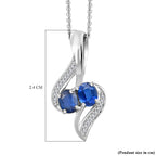 Natural Himalayan Kyanite & White Zircon Pendant with Chain (Size 20) in Platinum Overlay Sterling Silver 1.10 Ct.