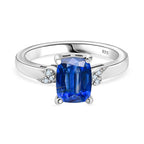 Natural Himalayan Kyanite & Natural Zircon Ring in Platinum Overlay Sterling Silver 1.80 Ct.