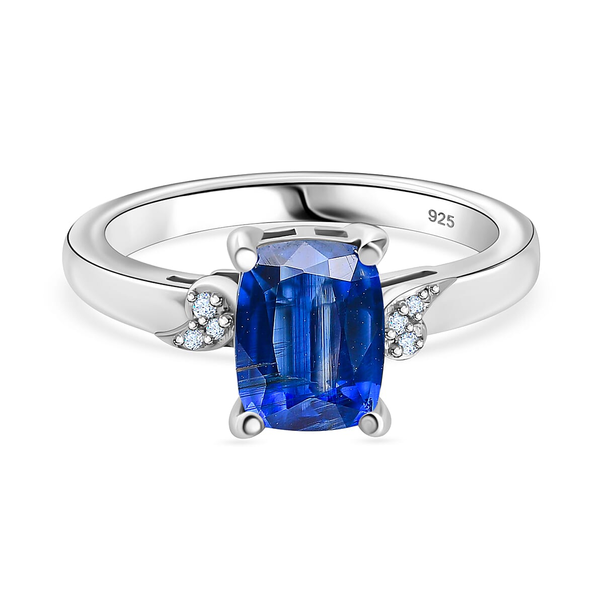 Natural Himalayan Kyanite &amp; Natural Zircon Ring in Platinum Overlay Sterling Silver 1.80 Ct. 7721946 0