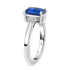 Natural Himalayan Kyanite & Natural Zircon Ring in Platinum Overlay Sterling Silver 1.80 Ct.