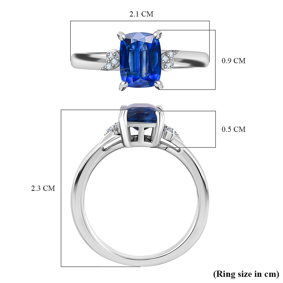 Natural Himalayan Kyanite &amp; Natural Zircon Ring in Platinum Overlay Sterling Silver 1.80 Ct. 7721946 5