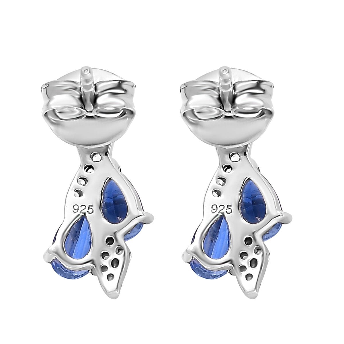 Natural Himalayan Kyanite &amp; Natural Zircon Stud Earrings in Platinum Overlay Sterling Silver 1.30 Ct. 7721957 4