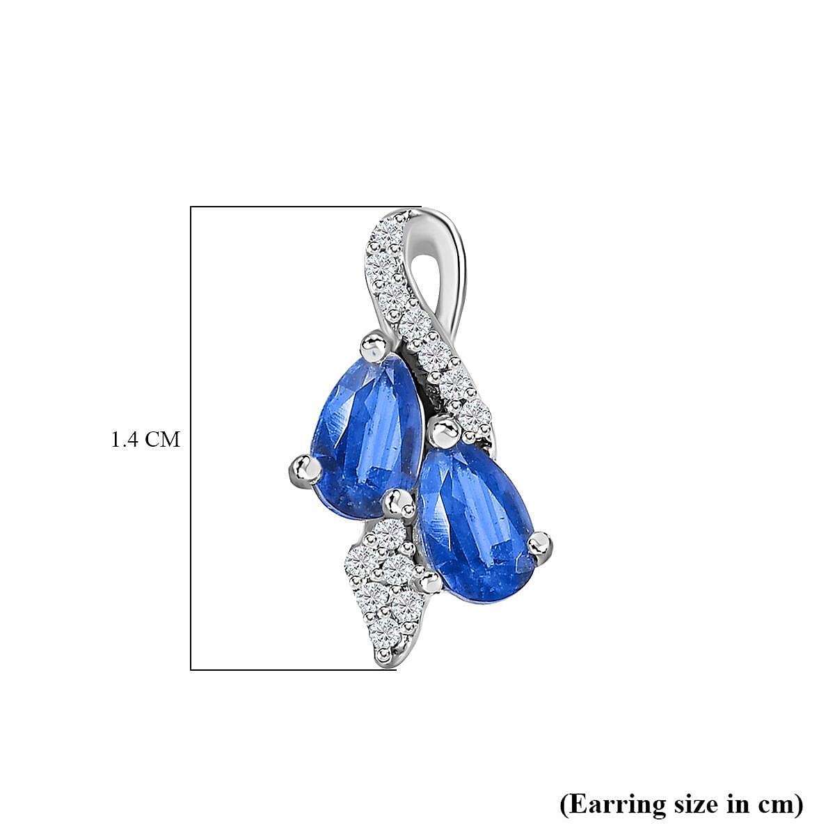 Natural Himalayan Kyanite &amp; Natural Zircon Stud Earrings in Platinum Overlay Sterling Silver 1.30 Ct. 7721957 5