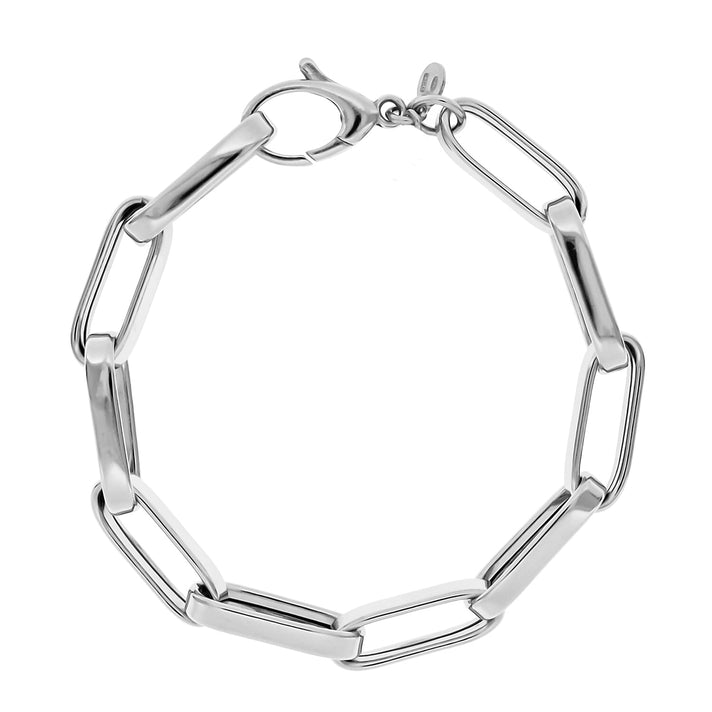 LA BELLA - Broad PAPERCLIP Bracelet in Platinum Overlay Sterling Silver With Lobster Clasp (Size - 8) 7905070 1