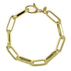 La Bella - Broad Paperclip Bracelet (Size 8) with Lobster Clasp in Yellow Gold Overlay Sterling Silver