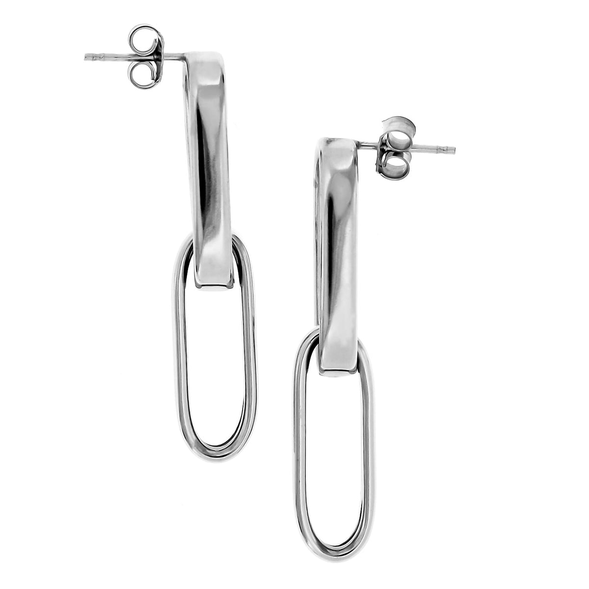 LA BELLA - Broad Paperclip Sterling Silver Earrings With Push Back 7902658 0