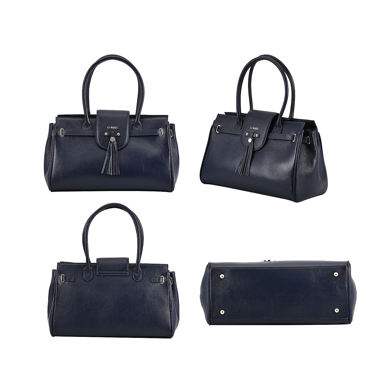La Marey 100% Genuine Leather Convertible Jenny Bag with Detachable Long Strap - Navy 8945441 3