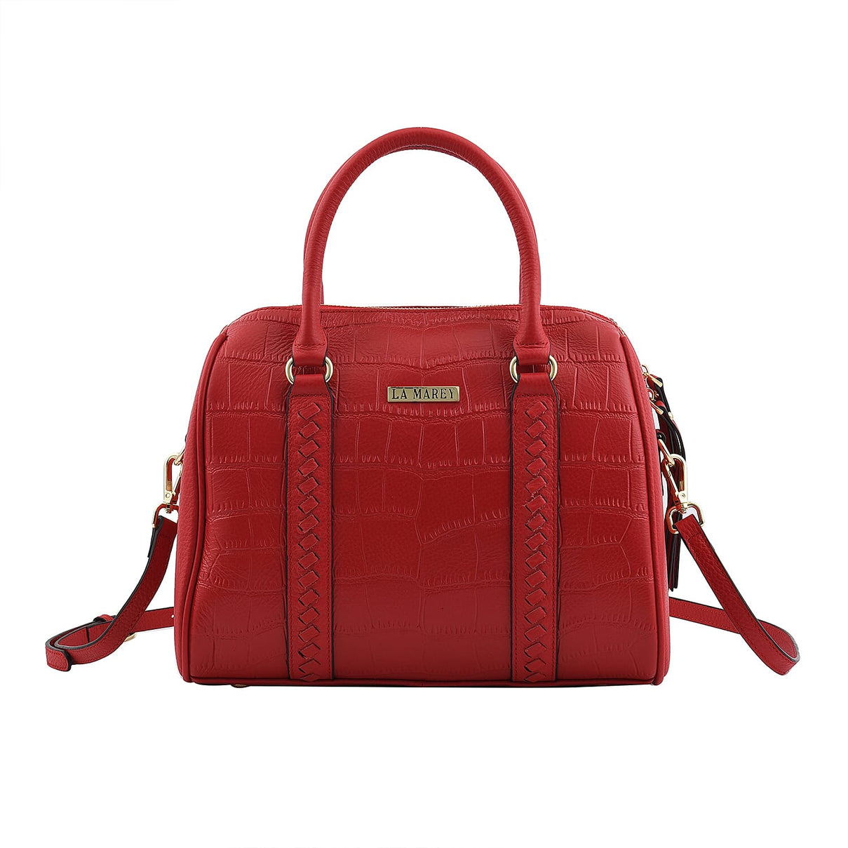 LA MAREY 100% Genuine Leather Croc Embossed Convertible Bag with Detachable Strap - Red 7134156 0