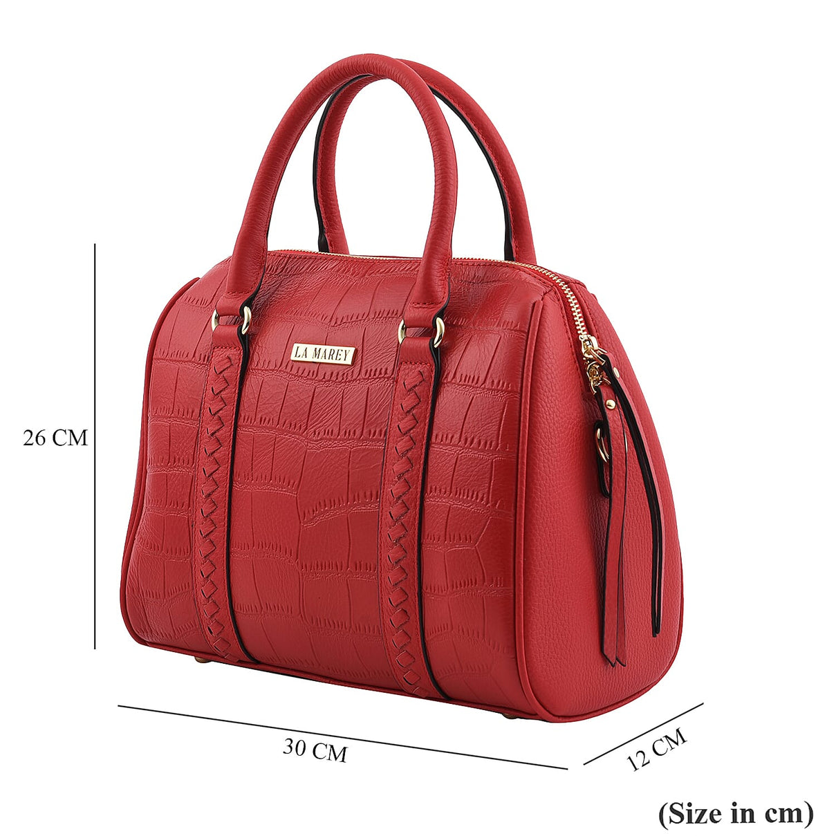 LA MAREY 100% Genuine Leather Croc Embossed Convertible Bag with Detachable Strap - Red 7134156 5