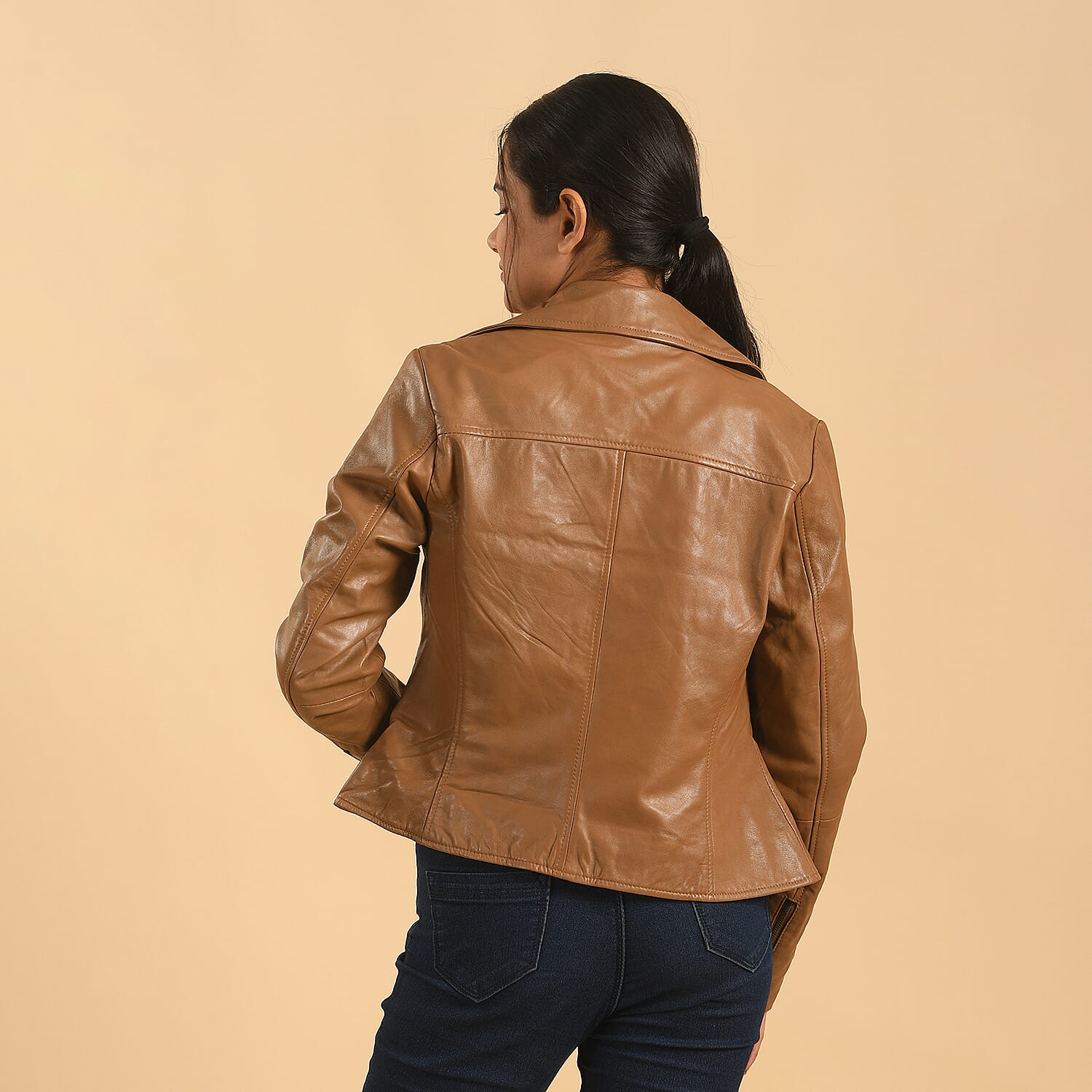 LA MAREY 100% Genuine Leather Jacket for Women - Tan 7885615 2
