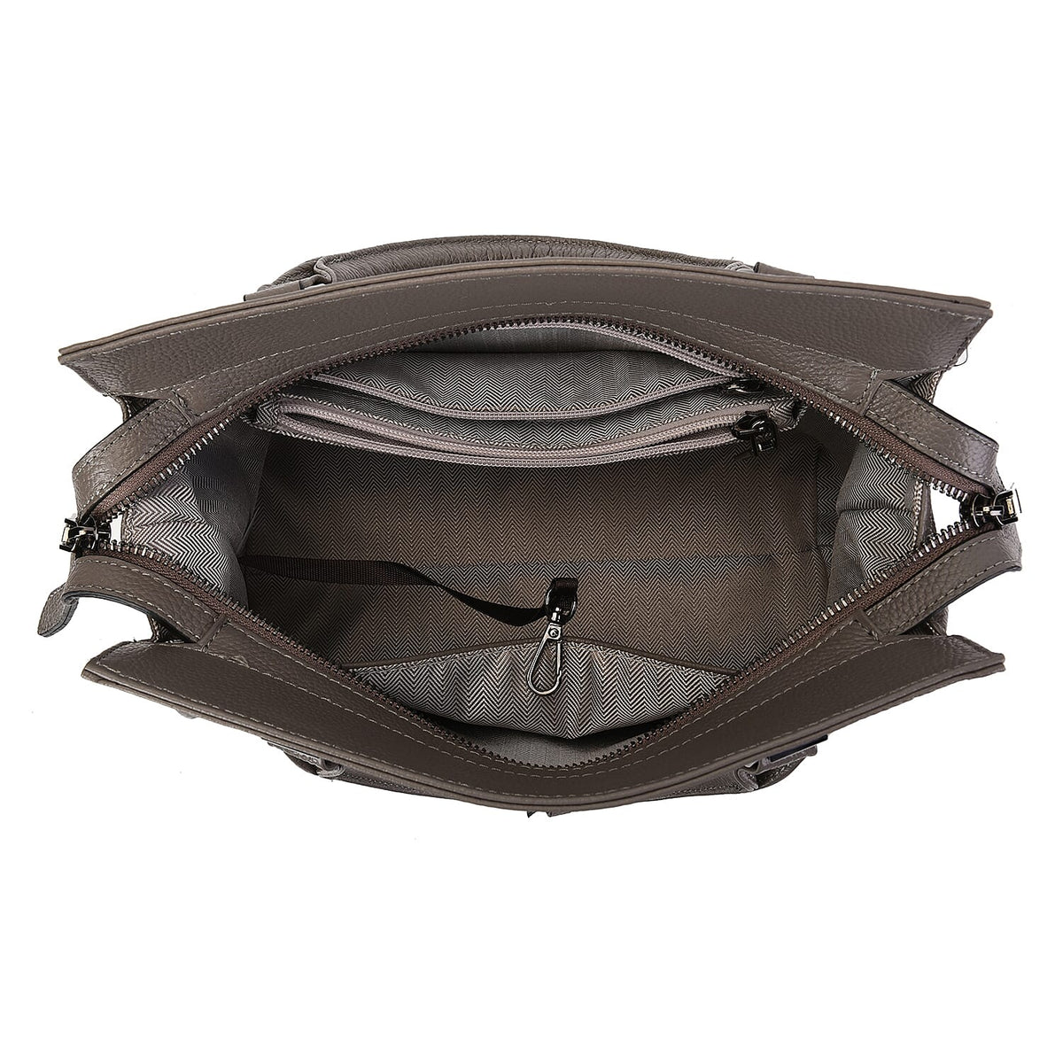 La Marey 100% Genuine Leather Stone Embossed Pattern Convertible Bag with Shoulder Strap - Grey 7603353 5