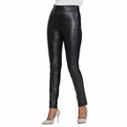 LA MAREY 100% Genuine Leather Ponte Leggings (Size M 12-14) - Black - Inside Leg -  29 in