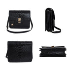 LA MAREY 100% Genuine Python Leather Bag with Adjustable Shoulder Strap - Black