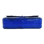LA MAREY 100% Genuine Python Leather Bag with Adjustable and Removable Shoulder Chain Strap - Navy