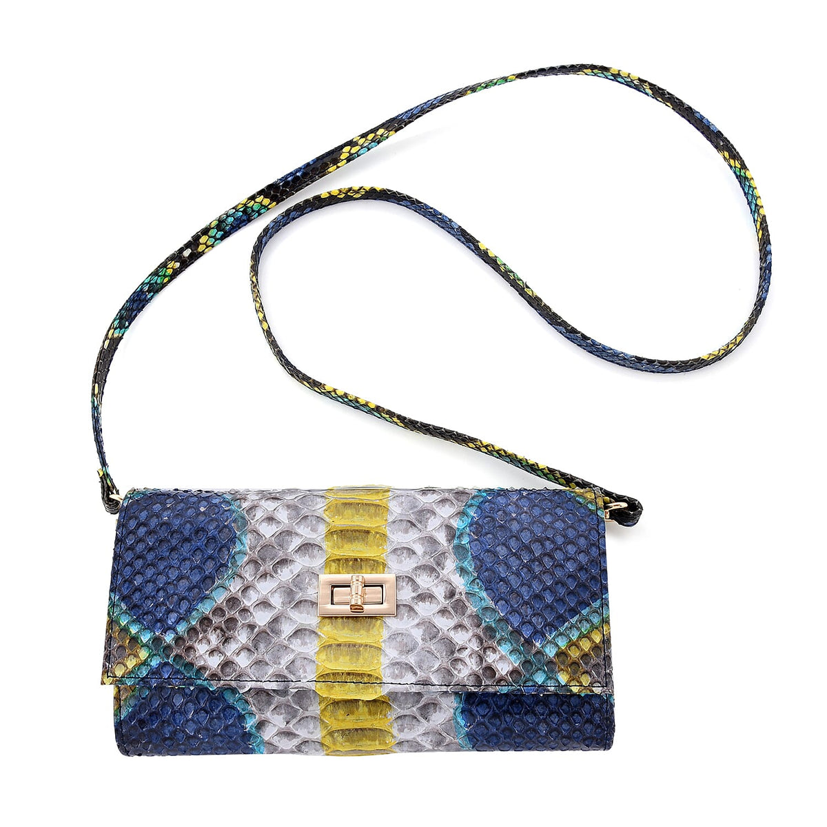 La Marey 100% Genuine Python Leather Crossbody Wallet - Yellow 6082015 0