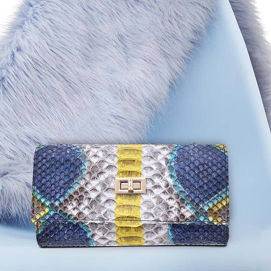 La Marey 100% Genuine Python Leather Crossbody Wallet - Yellow 6082015 1