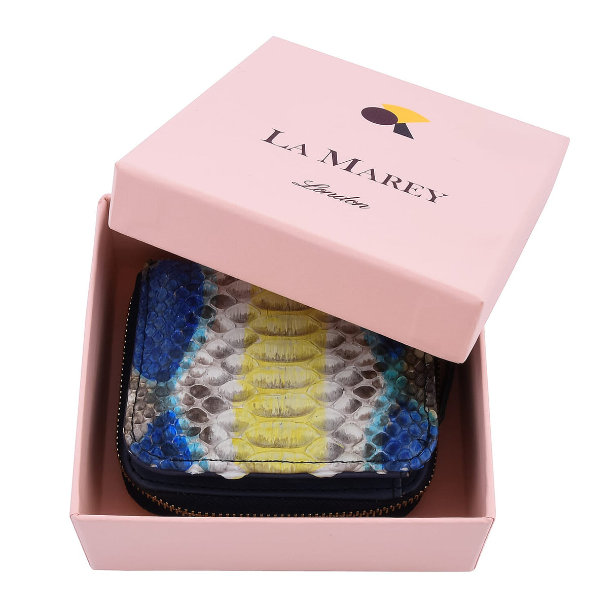 La Marey 100% Genuine Python Leather Snake Print Wallet with Zipper Closure - Yellow 6082018 4