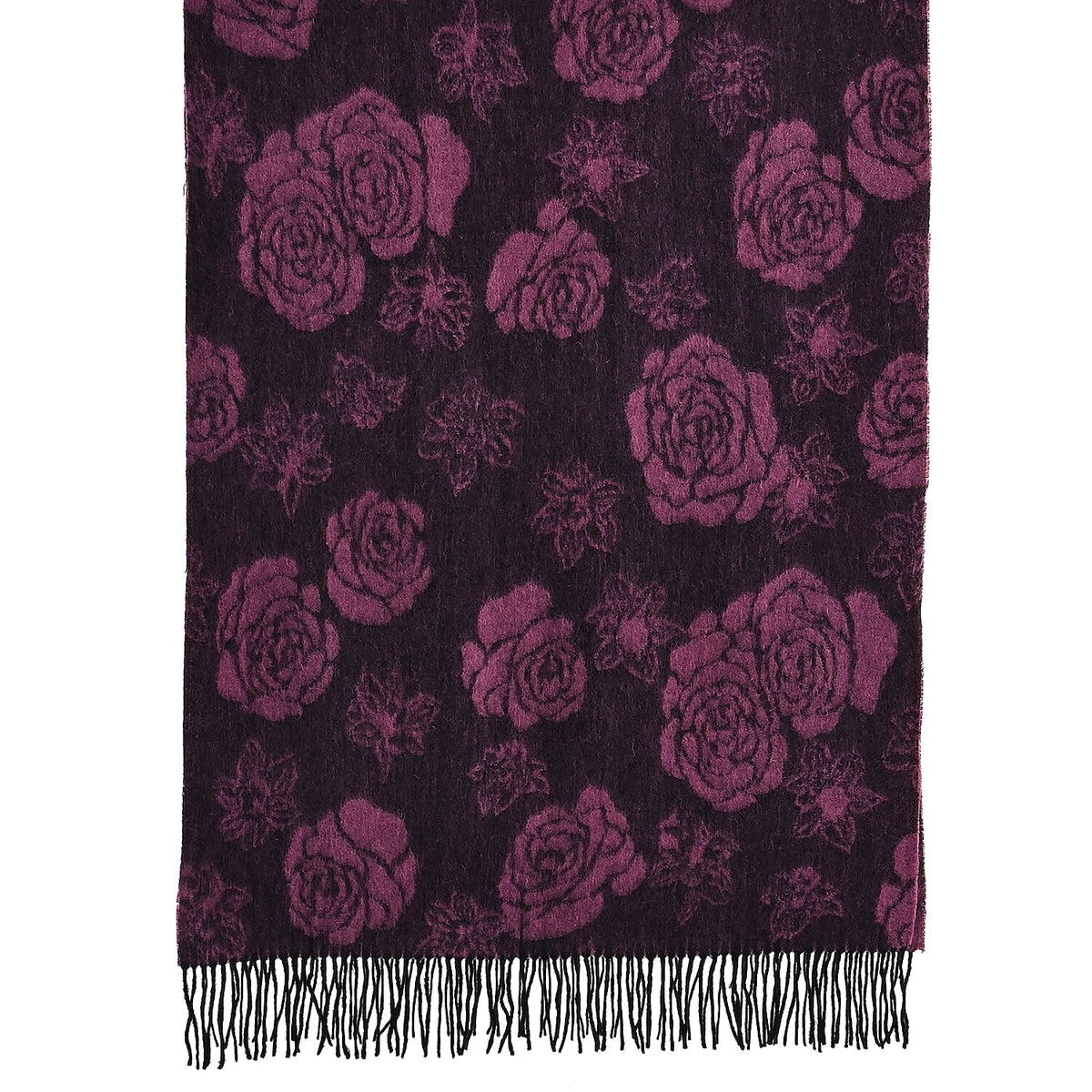 LA MAREY 100% Merino Wool Abstract Print Scarf with Tassel (180 x 70 cm) - Pink 8270067 5