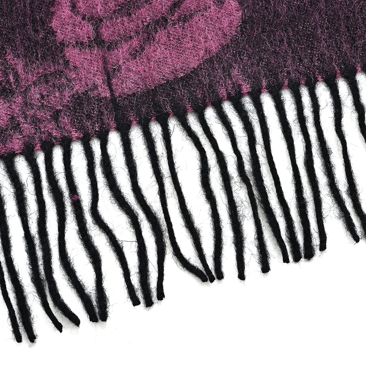 LA MAREY 100% Merino Wool Abstract Print Scarf with Tassel (180 x 70 cm) - Pink 8270067 7