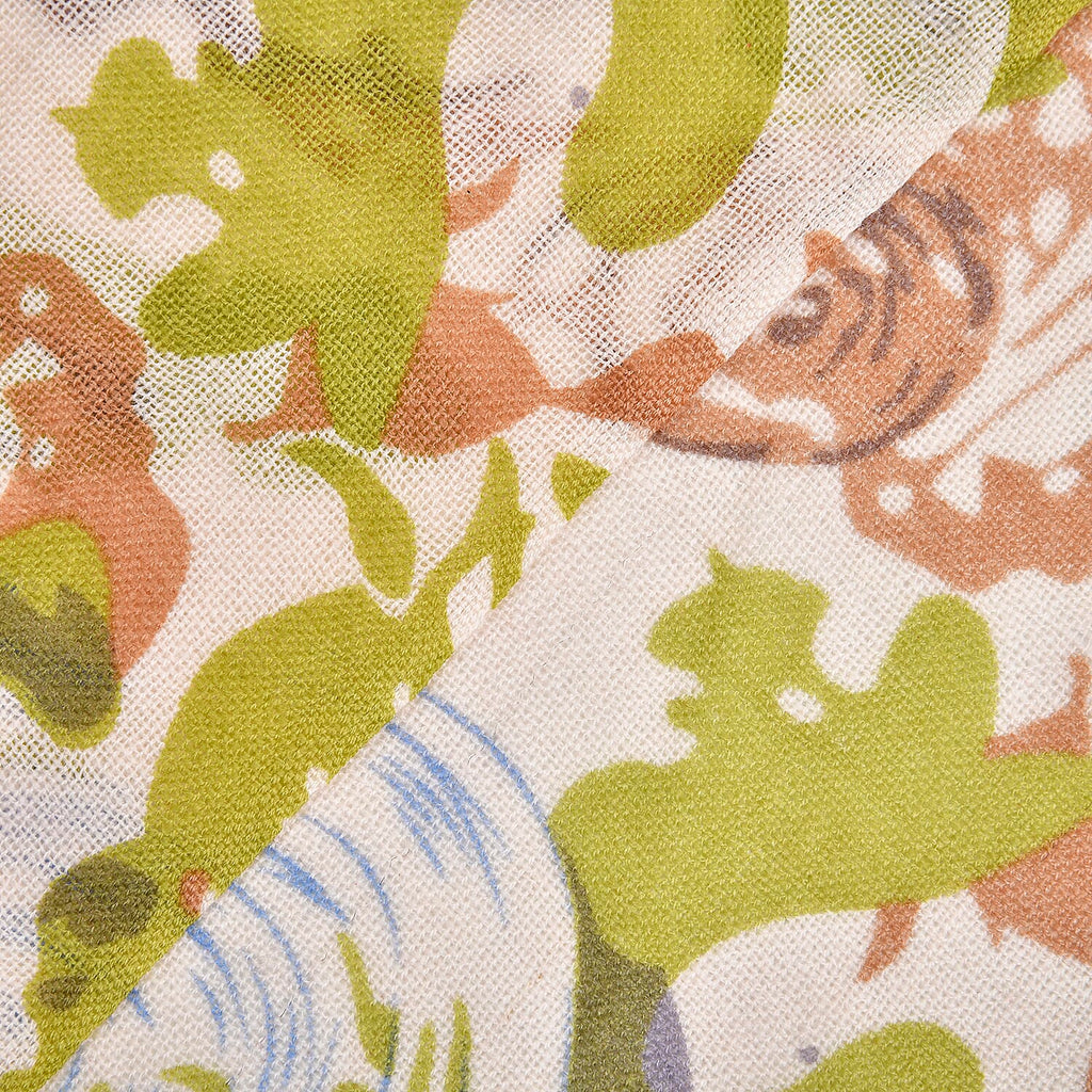LA MAREY 100% Merino Woollen Floral Pattern Scarf (Size 175x66x9 Cm) - Red & Blue