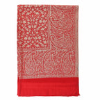 LA MAREY 100% Viscose Leaf Pattern Yarn Dyed Jacquard Scarf (Size 180x70 Cm)  - Red - Cream