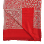 LA MAREY 100% Viscose Leaf Pattern Yarn Dyed Jacquard Scarf (Size 180x70 Cm)  - Red - Cream