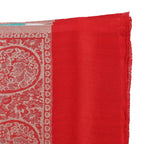 LA MAREY 100% Viscose Leaf Pattern Yarn Dyed Jacquard Scarf (Size 180x70 Cm)  - Red - Cream