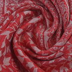 LA MAREY 100% Viscose Leaf Pattern Yarn Dyed Jacquard Scarf (Size 180x70 Cm)  - Red - Cream