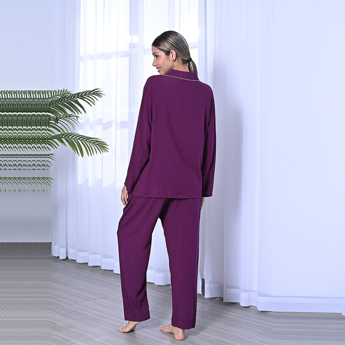 LA MAREY  2 Piece Set - Sleepwear Includes Long Top and Pants  - Purple 6701266 2