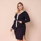 LA MAREY Ribbed Knit Skirt in Dark Plum Colour (Size S, 8)