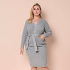 LA MAREY Ribbed Knit Skirt in Ash Grey Colour (Size M, 10-12)