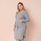 LA MAREY Ribbed Knit Skirt in Ash Grey Colour (Size M, 10-12)