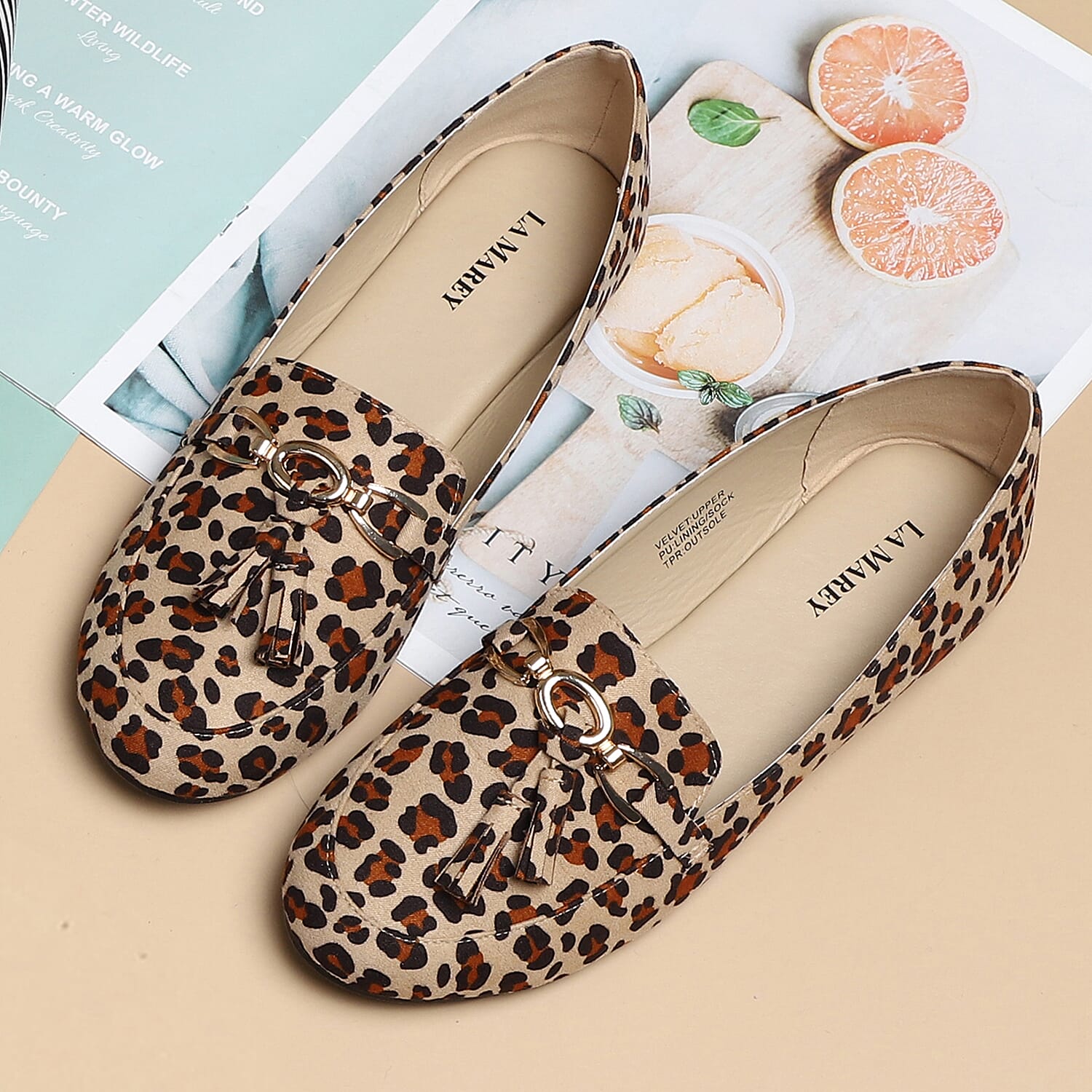 LA MAREY Animal Print Tassel Detailing Loafers - Brown 3794507 2