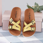 LA MAREY Criss Cross Pattern Two Strap Sandals (Size 6) - Yellow