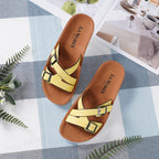 LA MAREY Criss Cross Pattern Two Strap Sandals (Size 6) - Yellow