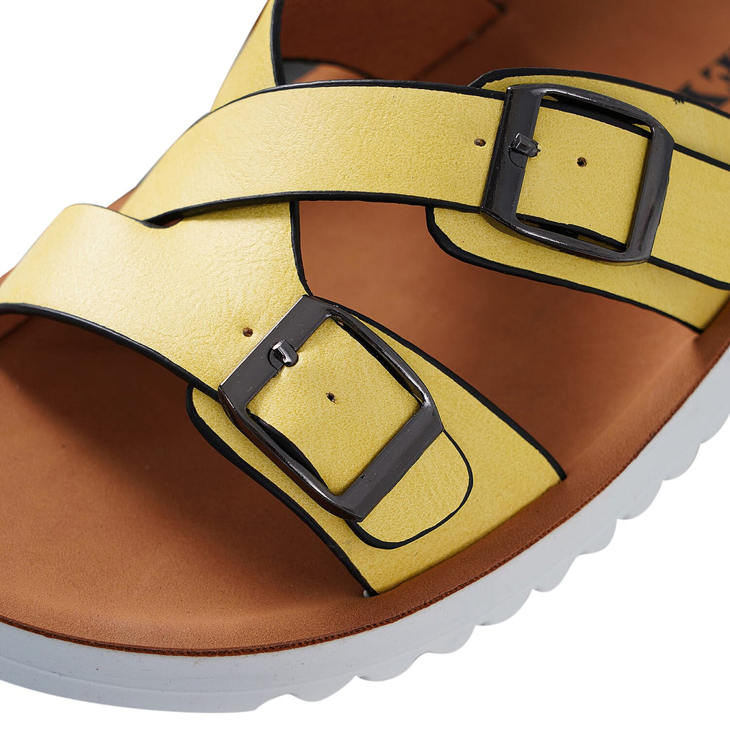 LA MAREY Criss Cross Pattern Two Strap Sandals (Size 6) - Yellow