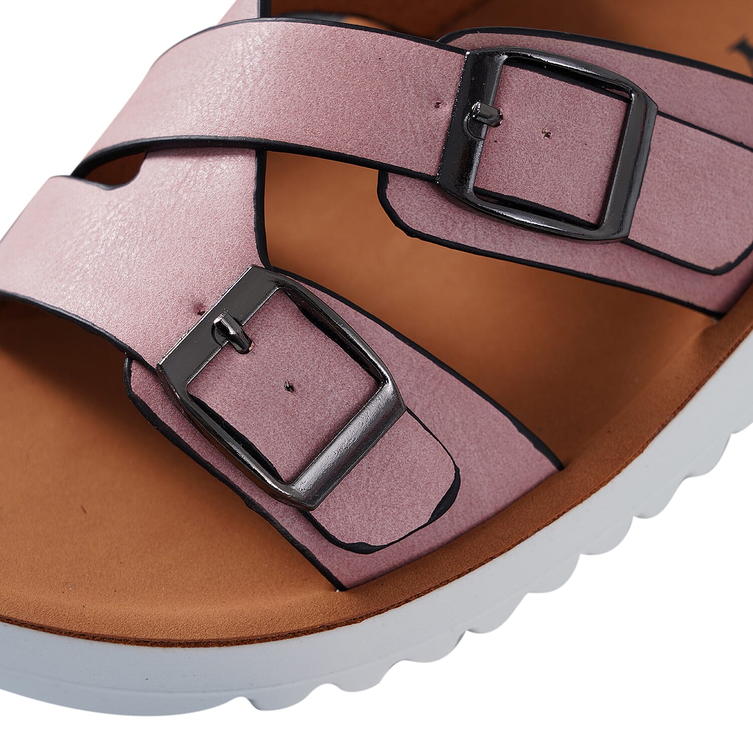 LA MAREY Crisscross Strap Faux-Leather Slippers - Pink 3808966 6