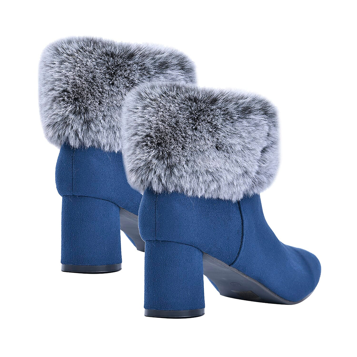 LA MAREY Faux Fur Collar Women's Ankle Boots - Navy 7597848 5