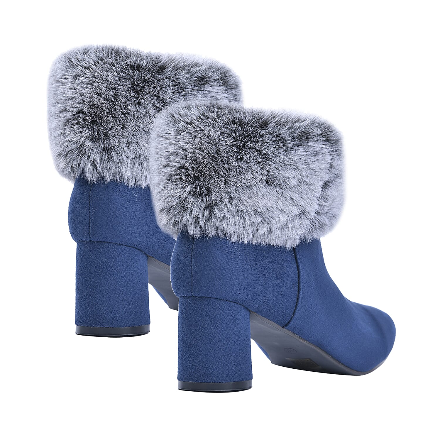 LA MAREY Faux Fur Collar Women's Ankle Boots - Navy 7597848 5