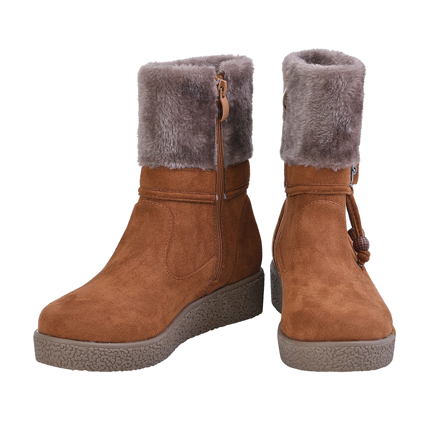 LA MAREY Faux Fur Collar Women's Ankle Boots - Tan 7609029 0