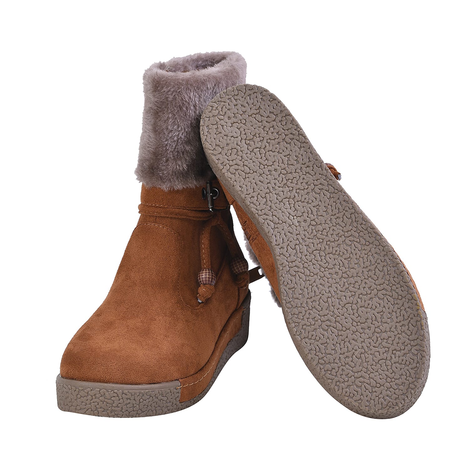 LA MAREY Faux Fur Collar Women's Ankle Boots - Tan 7609029 4