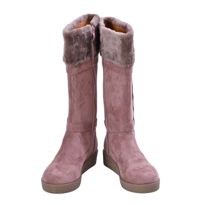 LA MAREY Faux Fur Collar Women's Boots - Dusty Pink 7609056 1