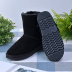 LA MAREY Genuine Suede & Faux Fur Lined Boots (Size 6) - Black