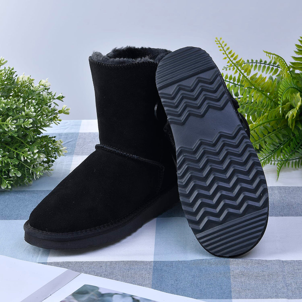 LA MAREY Faux Fur Inside Snow Boots - Black 7530641 3