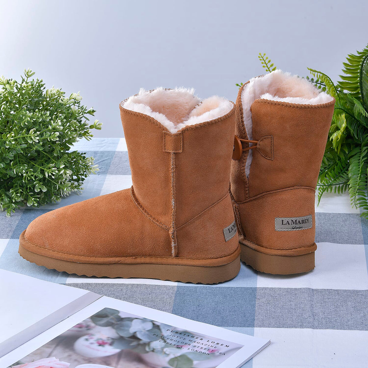 LA MAREY Faux Fur Inside Snow Boots - Light Brown 7519448 2