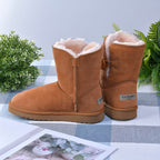 LA MAREY Genuine Suede & Faux Fur Lined Boots (Size 7) - Light Brown